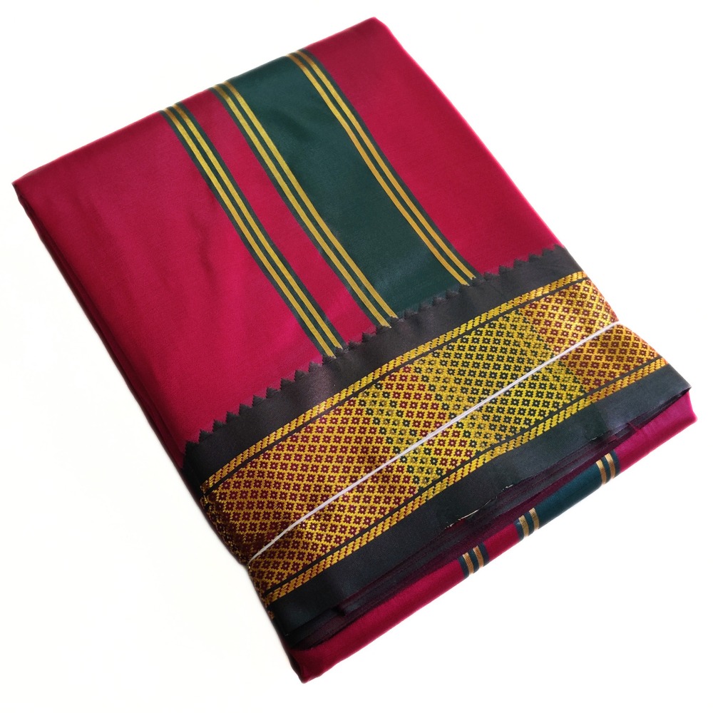 Maroon Color Mayilkan Border Silk Dhoti