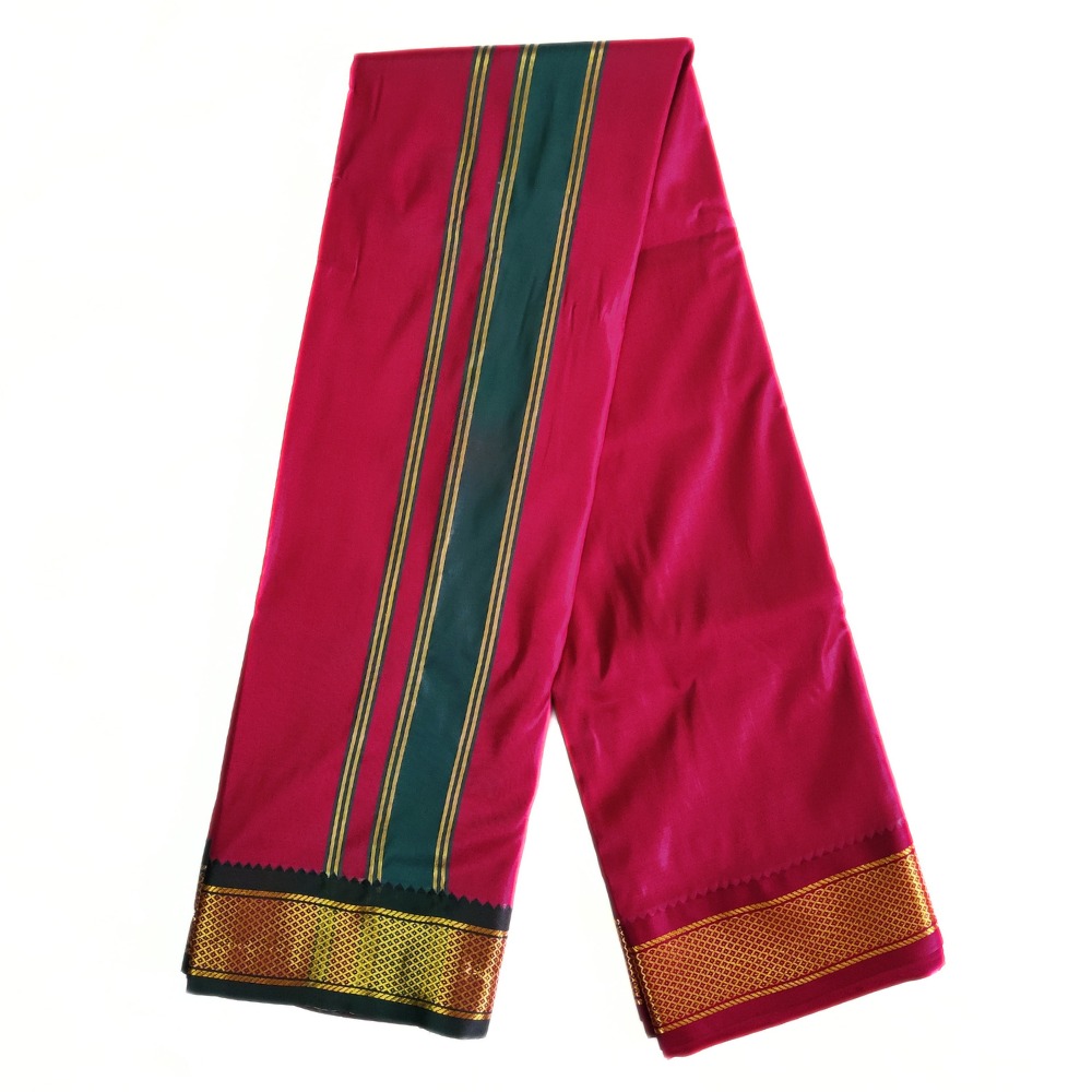 Maroon Color Mayilkan Border Silk Dhoti