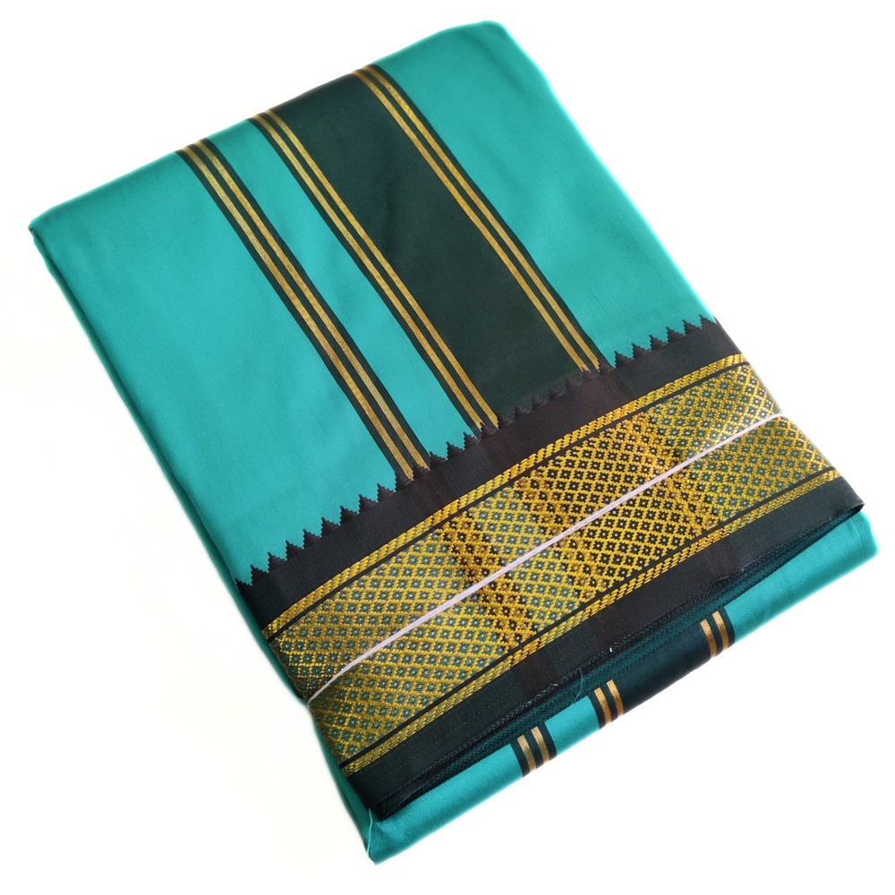 Sea Green Color Mayilkan Border Silk Dhoti