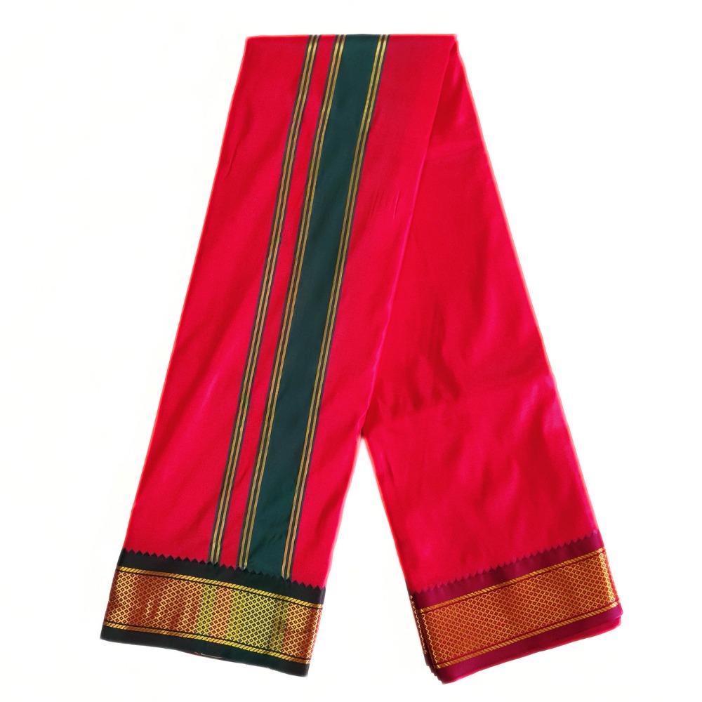 Red Color Mayilkan Border Silk Dhoti