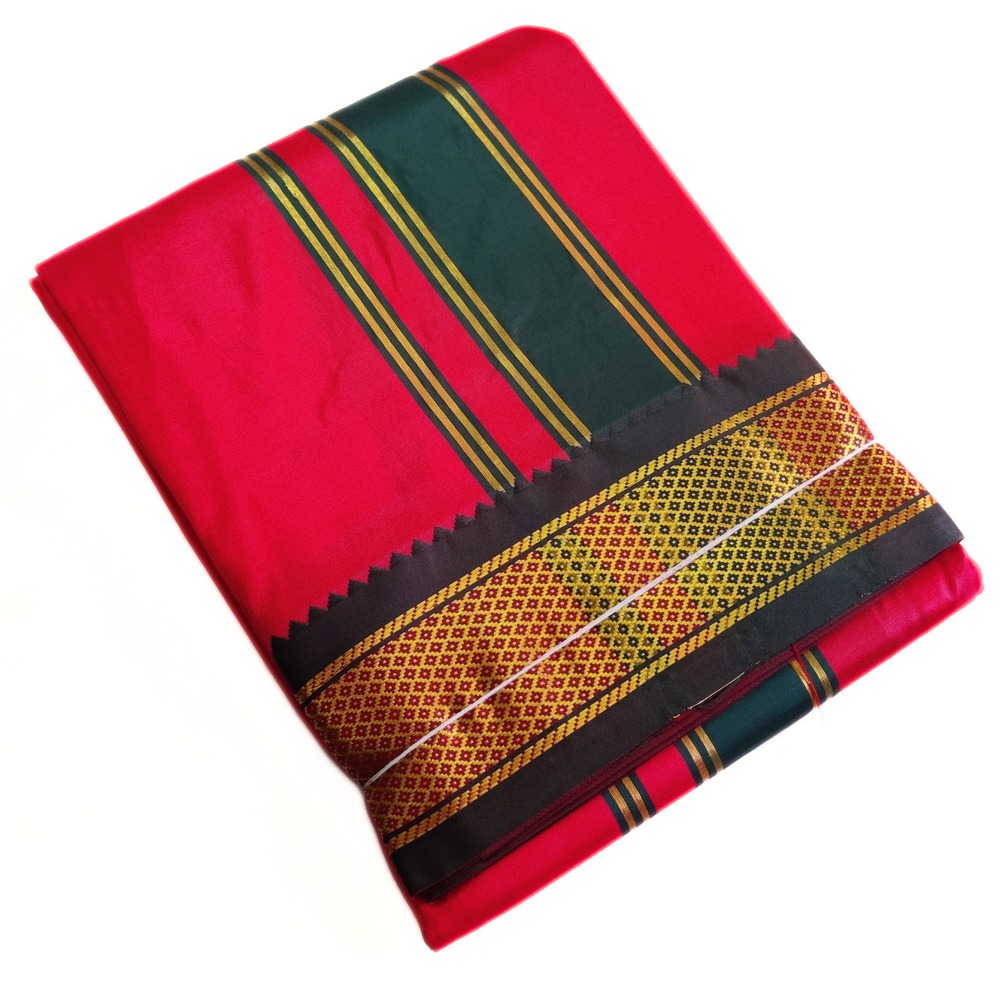 Red Color Mayilkan Border Silk Dhoti