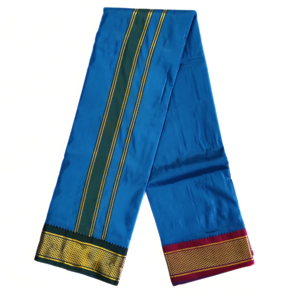 Sumathi Green Color Mayilkan Border Silk Dhoti