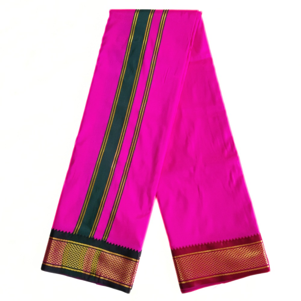 Baby Pink Color Mayilkan Border Silk Dhoti