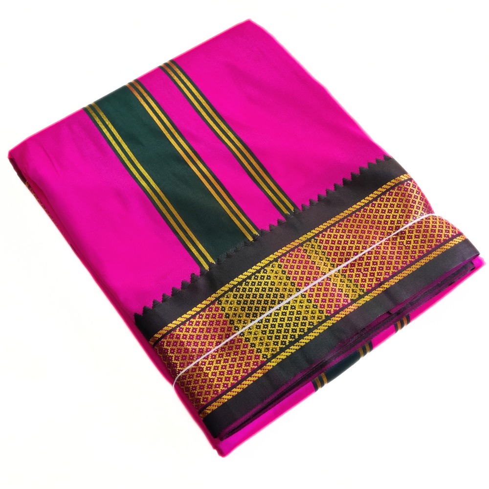 Baby Pink Color Mayilkan Border Silk Dhoti