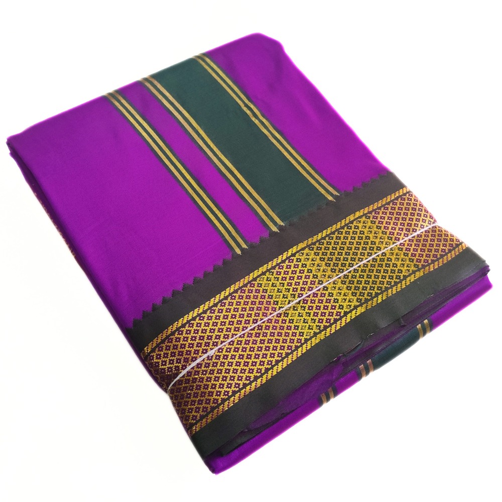 Purple Color Mayilkan Border Silk Dhoti