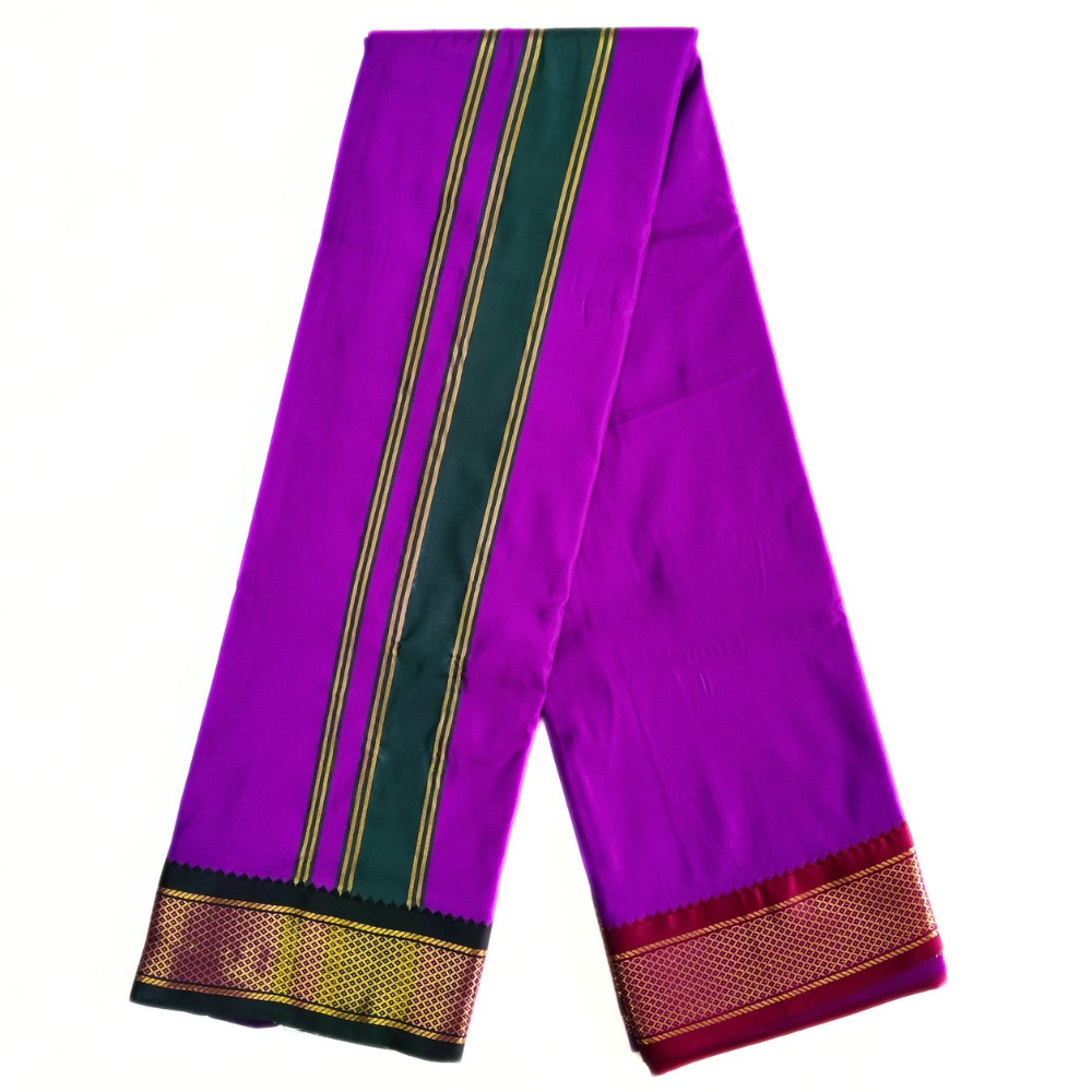 Purple Color Mayilkan Border Silk Dhoti