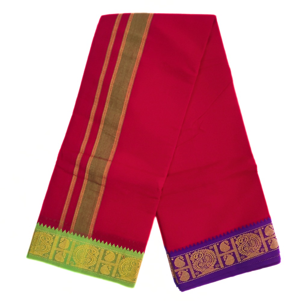 Red Color Pure Cotton Dhoti Towel Set