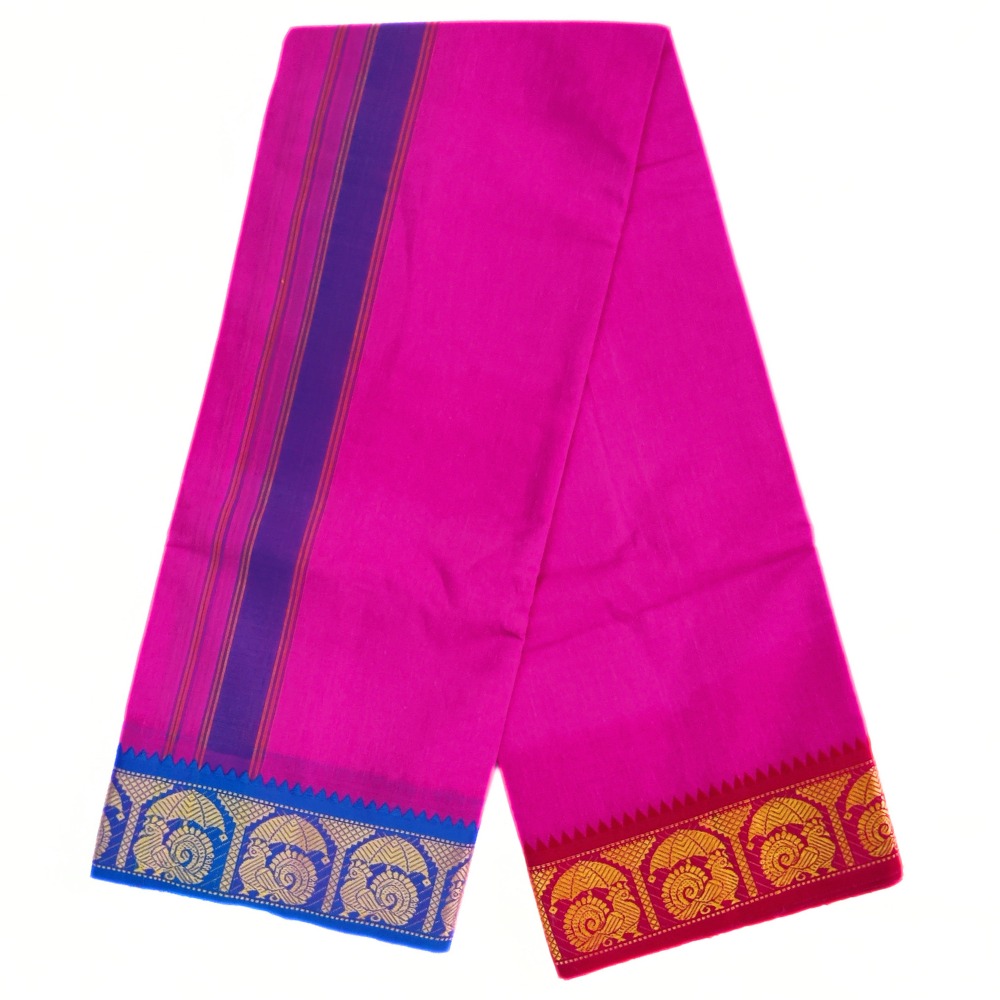 Pink Color Pure Cotton Dhoti Towel Set