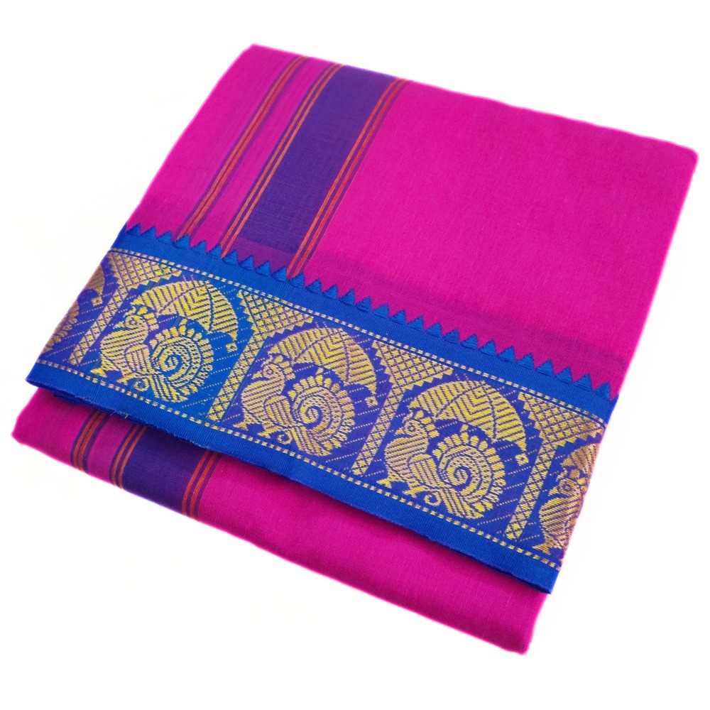 Pink Color Pure Cotton Dhoti Towel Set