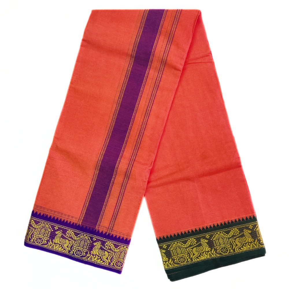 Kanagambaram Color Pure Cotton Dhoti Towel Set