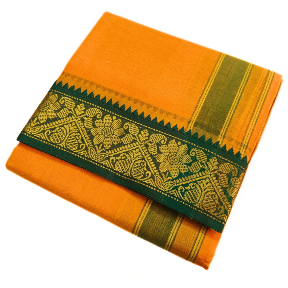 Mango Yellow Color Pure Cotton Dhoti Towel Set