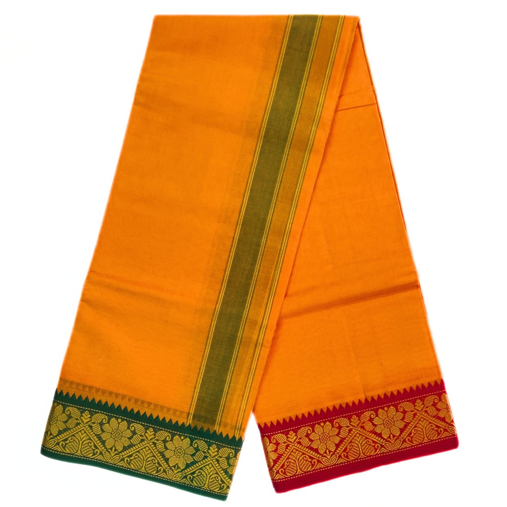 Mango Yellow Color Pure Cotton Dhoti Towel Set