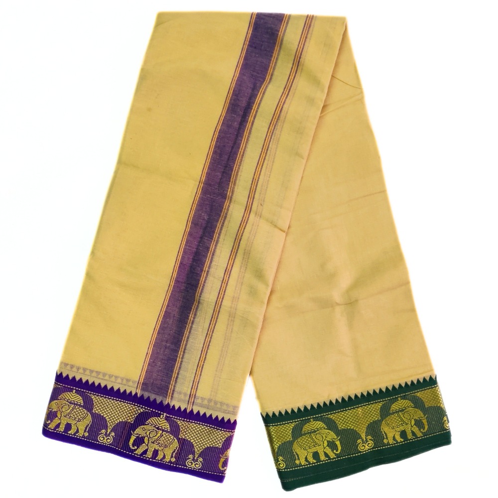 Sandal Color Pure Cotton Dhoti Towel Set