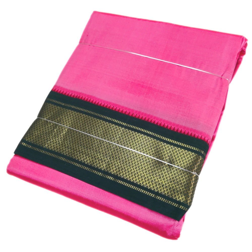 Pink Color Mayilkan Border Pure Silk Dhoti Towel Set