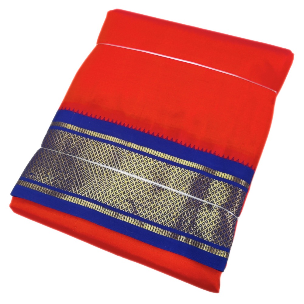 Red Color Mayilkan Border Pure Silk Dhoti Towel Set