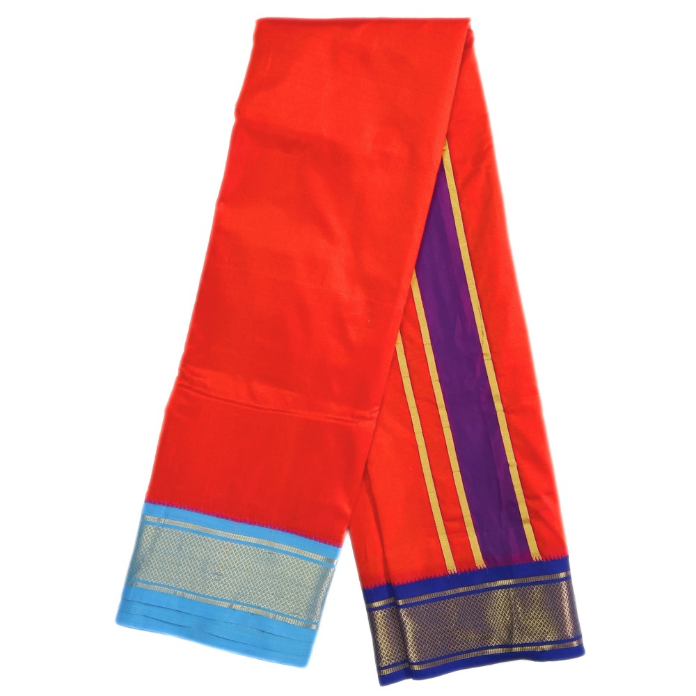 Red Color Mayilkan Border Pure Silk Dhoti Towel Set